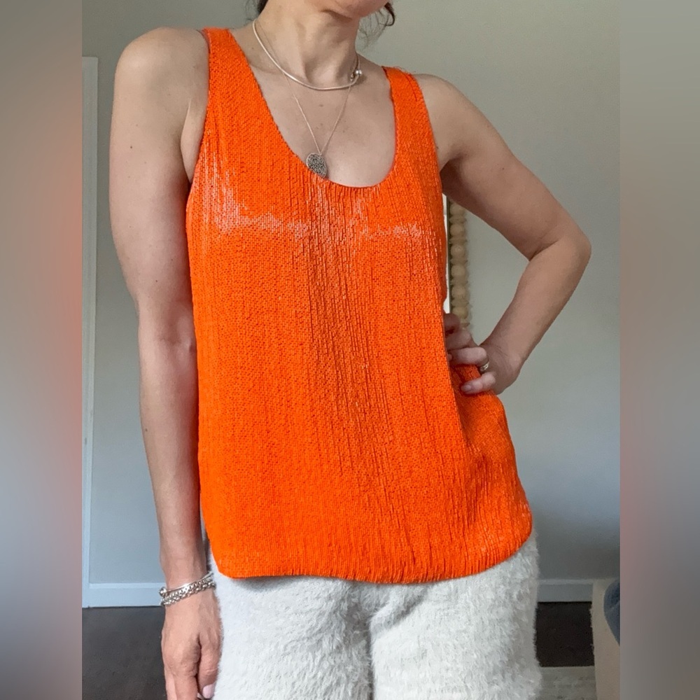Ralph Lauren Blue Label Orange Beaded Top